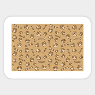 Pet - Cat or Dog Paw Footprint and Bone Pattern in Brown Tones Sticker